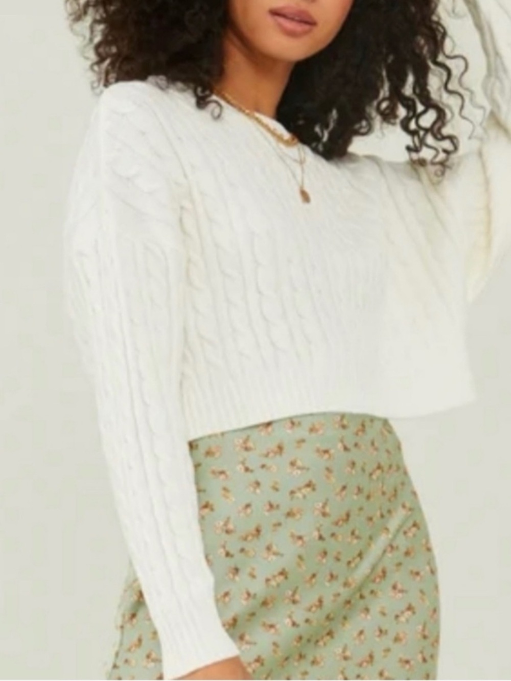 Altar'd State Powder Blue Cropped Cable Knit Sweater| Medium | NWT